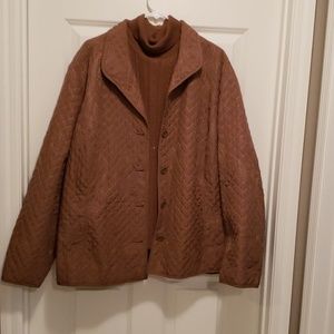 Quilted brown button front jacket